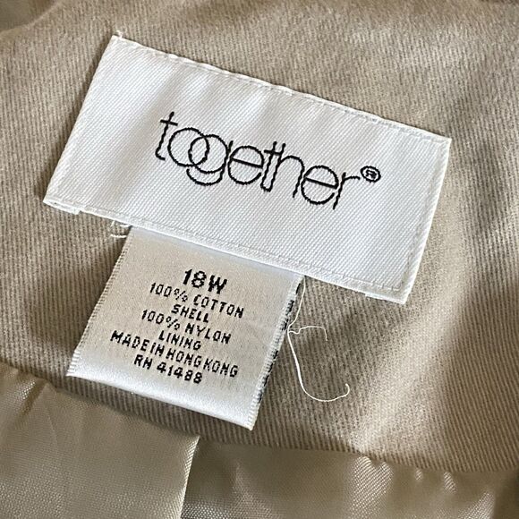 Vintage Together Trench Coat Womens Plus 18W Belt Duster Chic Elegant Y2K Retro - Picture 12 of 16